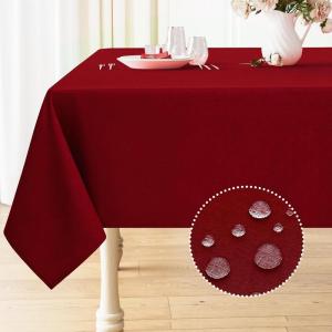 imageSmiry Rectangle Table Cloth Linen Textured Waterproof Spillproof AntiWrinkle Burlap Tablecloth Washable Decorative Fabric Table Cover for Dining Party Banquet 52 x 70 Inch Sage GreenRed