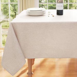 imageSmiry Rectangle Table Cloth Linen Textured Waterproof Spillproof AntiWrinkle Burlap Tablecloth Washable Decorative Fabric Table Cover for Dining Party Banquet 52 x 70 Inch Sage GreenTan