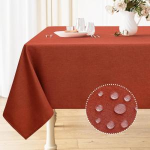 imageSmiry Rectangle Table Cloth Linen Textured Waterproof Spillproof AntiWrinkle Burlap Tablecloth Washable Decorative Fabric Table Cover for Dining Party Banquet 52 x 70 Inch Sage GreenRust