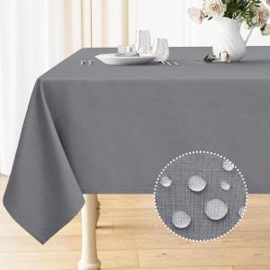 imageSmiry Rectangle Table Cloth Linen Textured Waterproof Spillproof AntiWrinkle Burlap Tablecloth Washable Decorative Fabric Table Cover for Dining Party Banquet 52 x 70 Inch Sage GreenGrey