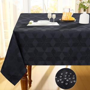 imageSmiry Rectangle Thanksgiving Tablecloth 52x70 Inch Fall Waterproof Damask Table Cloth Autumn Leaves Fabric Jacquard Table Covers for Harvest Parties and Holiday Dinner TurquoiseBlack