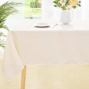imageSmiry Round Table Cloth Waterproof AntiScratch Polyester Tablecloth Decorative Washable Fabric Table Cover for Dining Buffet Parties and Outdoor 60x60 BeigeBeige