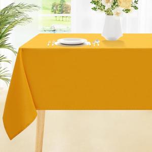 imageSmiry Round Table Cloth Waterproof AntiScratch Polyester Tablecloth Decorative Washable Fabric Table Cover for Dining Buffet Parties and Outdoor 60x60 BeigeMustard Yellow