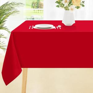 imageSmiry Round Table Cloth Waterproof AntiScratch Polyester Tablecloth Decorative Washable Fabric Table Cover for Dining Buffet Parties and Outdoor 60x60 BeigeRed