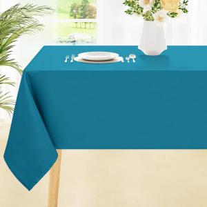 imageSmiry Round Table Cloth Waterproof AntiScratch Polyester Tablecloth Decorative Washable Fabric Table Cover for Dining Buffet Parties and Outdoor 60x60 BeigeTeal