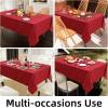 imageSmiry Rectangle Faux Linen Table Cloth Waterproof Burlap Fabric Tablecloth Washable Decorative Farmhouse Table Covers for Kitchen Dining Parties 60x84 Red