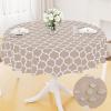 imageSmiry Rectangle Table Cloth Waterproof Vinyl Tablecloth with Flannel Backing for Rectangle Tables Wipeable Spillproof Plastic Tablecloths for Dining Camping Indoor and Outdoor 60quotx84quot BlackKhaki