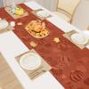imageSmiry Thanksgiving Table Runner 13x72 Inch Waterproof Fabric Damask Table Runner for Harvest Parties and Holidays TerracottaPumpkin