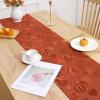 imageSmiry Thanksgiving Table Runner 13x72 Inch Waterproof Fabric Damask Table Runner for Harvest Parties and Holidays TerracottaPumpkin