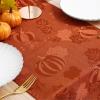 imageSmiry Thanksgiving Table Runner 13x72 Inch Waterproof Fabric Damask Table Runner for Harvest Parties and Holidays TerracottaPumpkin