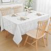 imageSmiry Thanksgiving Tablecloth 60x84 Inch Fall Waterproof Damask Table Cloth for Rectangle Table Autumn Leaves Fabric Jacquard Table Covers for Harvest Parties and Holiday Dinner BeigeBeige
