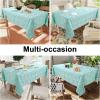 imageSmiry Thanksgiving Tablecloth 60x84 Inch Fall Waterproof Damask Table Cloth for Rectangle Table Autumn Leaves Fabric Jacquard Table Covers for Harvest Parties and Holiday Dinner BeigeTurquoise