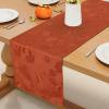 imageSmiry Thanksgiving Table Runner 13x72 Inch Waterproof Fabric Damask Table Runner for Harvest Parties and Holidays TerracottaPumpkin
