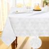 imageSmiry Thanksgiving Tablecloth 60x84 Inch Fall Waterproof Damask Table Cloth for Rectangle Table Autumn Leaves Fabric Jacquard Table Covers for Harvest Parties and Holiday Dinner BeigeBeige