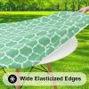 imageSmiry Round Picnic Tablecloth Waterproof Elastic Fitted Table Covers for 36quot  44quot Tables Wipeable Flannel Backed Vinyl Tablecloths for Camping Indoor Outdoor Grey ampamp WhiteSage Green  White