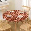 imageSmiry Round Picnic Tablecloth Waterproof Elastic Fitted Table Covers for 36quot  44quot Tables Wipeable Flannel Backed Vinyl Tablecloths for Camping Indoor Outdoor Grey ampamp WhiteRust  White