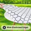 imageSmiry Round Picnic Tablecloth Waterproof Elastic Fitted Table Covers for 36quot  44quot Tables Wipeable Flannel Backed Vinyl Tablecloths for Camping Indoor Outdoor Grey ampamp WhiteWhite  Dark Grey