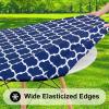 imageSmiry Round Picnic Tablecloth Waterproof Elastic Fitted Table Covers for 36quot  44quot Tables Wipeable Flannel Backed Vinyl Tablecloths for Camping Indoor Outdoor Grey ampamp WhiteNavy  White
