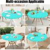 imageSmiry Round Picnic Tablecloth Waterproof Elastic Fitted Table Covers for 36quot  44quot Tables Wipeable Flannel Backed Vinyl Tablecloths for Camping Indoor Outdoor Grey ampamp WhiteTeal  White