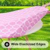 imageSmiry Round Picnic Tablecloth Waterproof Elastic Fitted Table Covers for 36quot  44quot Tables Wipeable Flannel Backed Vinyl Tablecloths for Camping Indoor Outdoor Grey ampamp WhitePink  White
