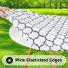 imageSmiry Round Picnic Tablecloth Waterproof Elastic Fitted Table Covers for 36quot  44quot Tables Wipeable Flannel Backed Vinyl Tablecloths for Camping Indoor Outdoor Grey ampamp WhiteWhite  Dark Grey