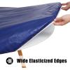 imageSmiry Round Picnic Tablecloth Waterproof Elastic Fitted Table Covers for 36quot  44quot Tables Wipeable Flannel Backed Vinyl Tablecloths for Camping Indoor Outdoor Grey ampamp WhiteNavy