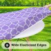 imageSmiry Round Picnic Tablecloth Waterproof Elastic Fitted Table Covers for 36quot  44quot Tables Wipeable Flannel Backed Vinyl Tablecloths for Camping Indoor Outdoor Grey ampamp WhiteLavender  White