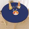 imageSmiry Round Picnic Tablecloth Waterproof Elastic Fitted Table Covers for 36quot  44quot Tables Wipeable Flannel Backed Vinyl Tablecloths for Camping Indoor Outdoor Grey ampamp WhiteNavy