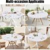 imageSmiry Round Picnic Tablecloth Waterproof Elastic Fitted Table Covers for 36quot  44quot Tables Wipeable Flannel Backed Vinyl Tablecloths for Camping Indoor Outdoor Grey ampamp WhiteWhite  Dark Grey