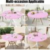 imageSmiry Round Picnic Tablecloth Waterproof Elastic Fitted Table Covers for 36quot  44quot Tables Wipeable Flannel Backed Vinyl Tablecloths for Camping Indoor Outdoor Grey ampamp WhitePink  White
