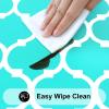 imageSmiry Round Picnic Tablecloth Waterproof Elastic Fitted Table Covers for 36quot  44quot Tables Wipeable Flannel Backed Vinyl Tablecloths for Camping Indoor Outdoor Grey ampamp WhiteTeal  White
