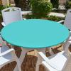 imageSmiry Round Picnic Tablecloth Waterproof Elastic Fitted Table Covers for 36quot  44quot Tables Wipeable Flannel Backed Vinyl Tablecloths for Camping Indoor Outdoor Grey ampamp WhiteTeal