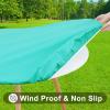 imageSmiry Round Picnic Tablecloth Waterproof Elastic Fitted Table Covers for 36quot  44quot Tables Wipeable Flannel Backed Vinyl Tablecloths for Camping Indoor Outdoor Grey ampamp WhiteTeal