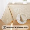 imageSmiry Round Table Cloth Waterproof Heavy Duty Vinyl Tablecloths Wipeable Washable Table Cover for Kitchen and Dining Room Brown 60quot x 60quotBeige