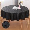 imageSmiry Round Table Cloth Waterproof Heavy Duty Vinyl Tablecloths Wipeable Washable Table Cover for Kitchen and Dining Room Brown 60quot x 60quotBlack