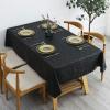 imageSmiry Round Table Cloth Waterproof Heavy Duty Vinyl Tablecloths Wipeable Washable Table Cover for Kitchen and Dining Room Brown 60quot x 60quotBlack