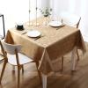 imageSmiry Round Table Cloth Waterproof Heavy Duty Vinyl Tablecloths Wipeable Washable Table Cover for Kitchen and Dining Room Brown 60quot x 60quotBrown
