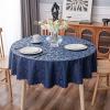imageSmiry Round Table Cloth Waterproof Heavy Duty Vinyl Tablecloths Wipeable Washable Table Cover for Kitchen and Dining Room Brown 60quot x 60quotNavy Blue