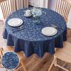 imageSmiry Round Table Cloth Waterproof Heavy Duty Vinyl Tablecloths Wipeable Washable Table Cover for Kitchen and Dining Room Brown 60quot x 60quotNavy Blue