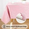 imageSmiry Round Table Cloth Waterproof Heavy Duty Vinyl Tablecloths Wipeable Washable Table Cover for Kitchen and Dining Room Brown 60quot x 60quotPink
