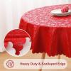 imageSmiry Round Table Cloth Waterproof Heavy Duty Vinyl Tablecloths Wipeable Washable Table Cover for Kitchen and Dining Room Brown 60quot x 60quotRed