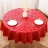 imageSmiry Round Table Cloth Waterproof Heavy Duty Vinyl Tablecloths Wipeable Washable Table Cover for Kitchen and Dining Room Brown 60quot x 60quotRed