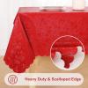 imageSmiry Round Table Cloth Waterproof Heavy Duty Vinyl Tablecloths Wipeable Washable Table Cover for Kitchen and Dining Room Brown 60quot x 60quotRed