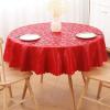 imageSmiry Round Table Cloth Waterproof Heavy Duty Vinyl Tablecloths Wipeable Washable Table Cover for Kitchen and Dining Room Brown 60quot x 60quotRed