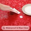imageSmiry Round Table Cloth Waterproof Heavy Duty Vinyl Tablecloths Wipeable Washable Table Cover for Kitchen and Dining Room Brown 60quot x 60quotRed