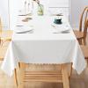 imageSmiry Round Table Cloth Waterproof Heavy Duty Vinyl Tablecloths Wipeable Washable Table Cover for Kitchen and Dining Room Brown 60quot x 60quotWhite
