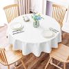 imageSmiry Round Table Cloth Waterproof Heavy Duty Vinyl Tablecloths Wipeable Washable Table Cover for Kitchen and Dining Room Brown 60quot x 60quotWhite