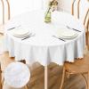 imageSmiry Round Table Cloth Waterproof Heavy Duty Vinyl Tablecloths Wipeable Washable Table Cover for Kitchen and Dining Room Brown 60quot x 60quotWhite