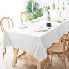 imageSmiry Round Table Cloth Waterproof Heavy Duty Vinyl Tablecloths Wipeable Washable Table Cover for Kitchen and Dining Room Brown 60quot x 60quotWhite