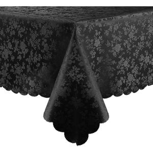 imageSmiry Round Table Cloth Waterproof Heavy Duty Vinyl Tablecloths Wipeable Washable Table Cover for Kitchen and Dining Room Brown 60quot x 60quotBlack